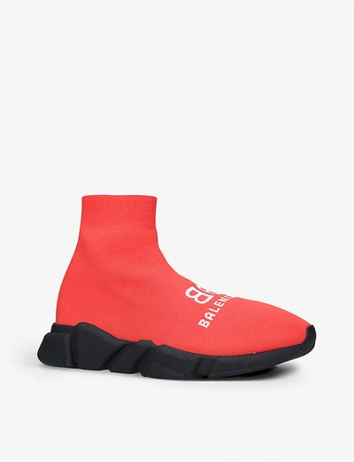Balenciaga Speed Stretch-knit Mid-top Trainers In Red+comb