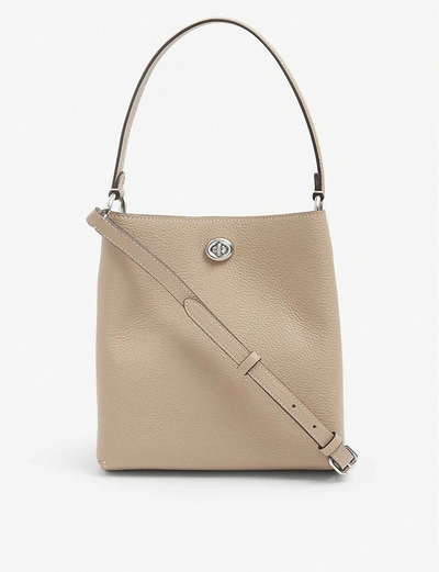 Coach Charlie Leather Bucket Bag In Lh/taupe