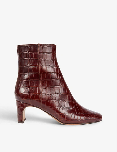 Maje Croc-embossed Leather Ankle Boots
