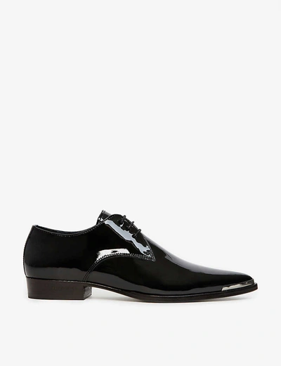 The Kooples Embellished-toe Patent Leather Derby Shoes In Bla01