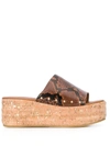 Kurt Geiger Monica Snakeskin-embossed Flatform Sandals In Dark Brown Snake Print