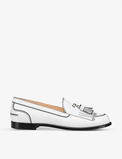 Christian Louboutin Women's Trompinetta Leather Driver Loafers In Bianco Black