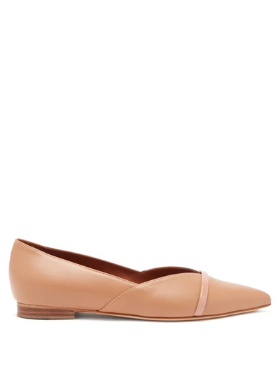 Malone Souliers Colette Pointed-toe Leather Ballet Flats In Nude