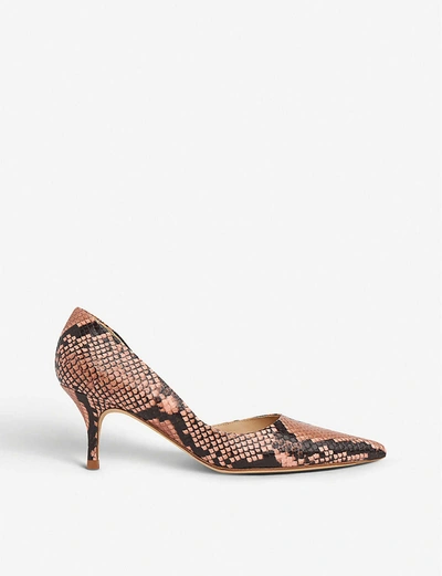 Lk Bennett Hazel D'orsay Snakeskin-print Leather Courts In Pin-candy