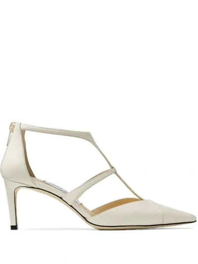 Jimmy Choo Saoni 65 Leather Courts In White