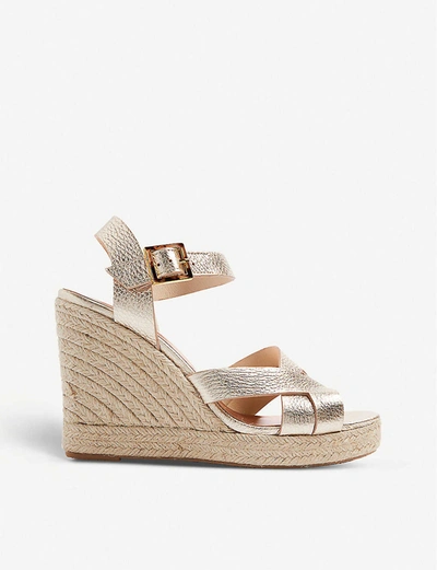 Ted Baker Selanam Metallic Espadrille Wedge Sandals In Gold