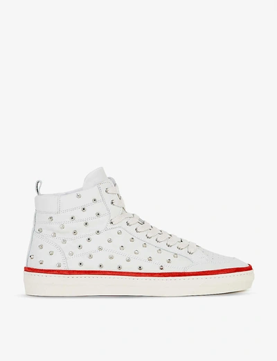 The Kooples Womens Whi01 Stud-detail Leather High-top Trainers 3
