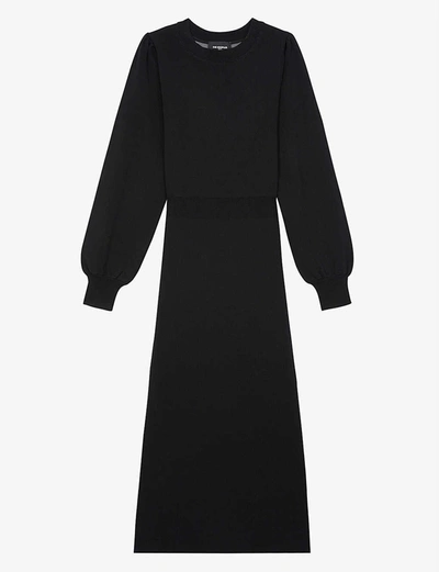 The Kooples Knitted Midi Dress In Black