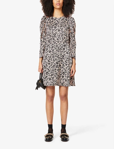 Claudie Pierlot Reyna Leopard-print Satin-crepe Mini Dress