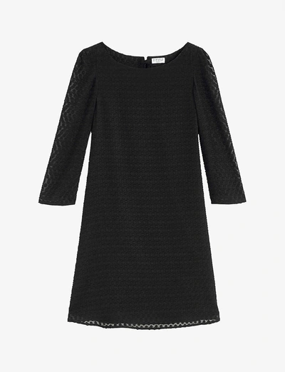 Claudie Pierlot Womens Black Flared Polka-dot Chiffon Mini Dress 10