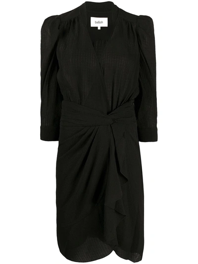 Ba&sh Isee Asymmetric Stretch-crepe Mini Dress In Black