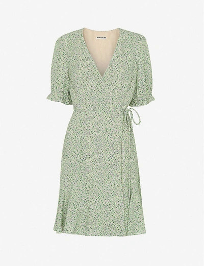 Whistles Womens Multi-coloured English Garden Floral-print Crepe Mini Wrap Dress 10 In Green Multi