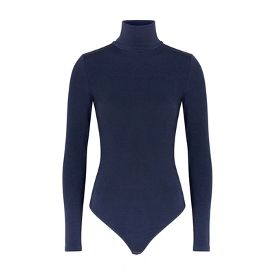 Wolford Colorado Long Sleeve Turtleneck Bodysuit In Navy