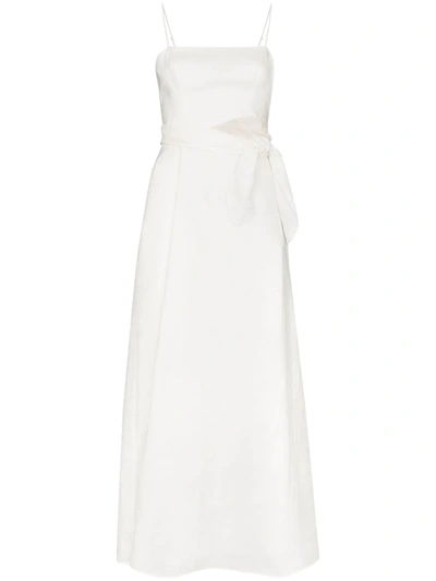 Zimmermann Amelie Tie-belt Linen Maxi Dress In White