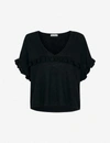 Whistles Frill-trim Linen Top In Black