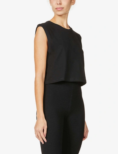 Adam Selman Sport Cropped Cotton-jersey T-shirt In Black