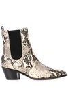 Paige Willa Snake Embossed Leather Chelsea Boot In White