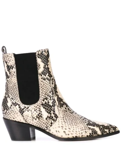 Paige Willa Snake Embossed Leather Chelsea Boot In White