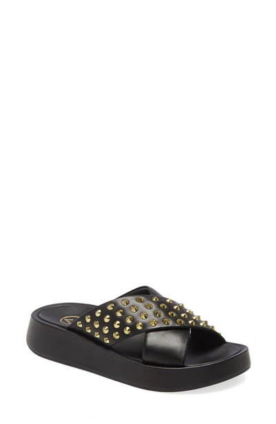 Ash Studded Leather Sandals In Black Leather