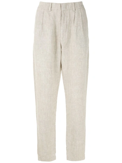 Handred Linen Straight Trousers In Neutrals