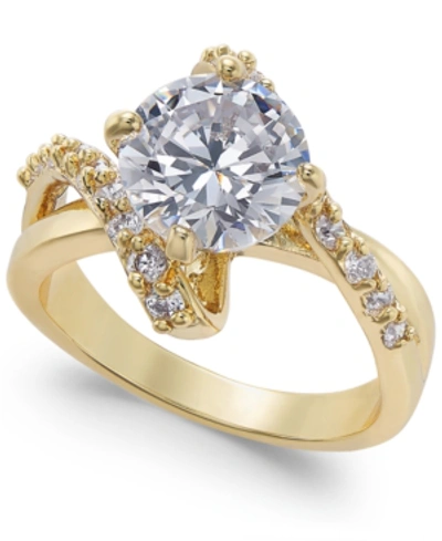 Charter Club Gold Plate Crystal Bypass Ring, Created For Macy's