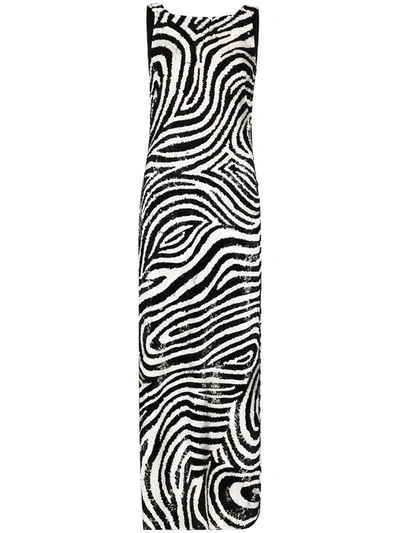 Ashish Zebra-pattern Sequin-embellished Gown In Schwarz