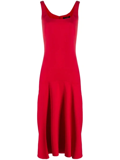 Versace Flared Midi Dress In Red