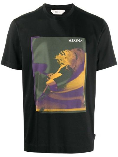 Ermenegildo Zegna Graphic Print Short-sleeved T-shirt In Black