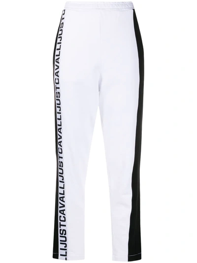 Just Cavalli Logo Tape Track Pants In White