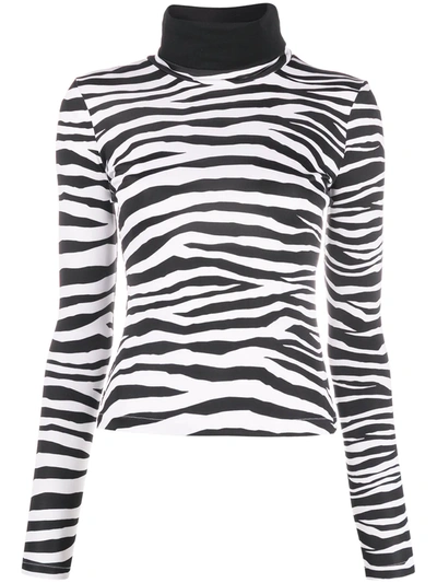 Just Cavalli Zebra-print Roll Neck Sweatshirt In Black
