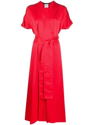 Paul Smith Belted V-neck Midi Dress In Red