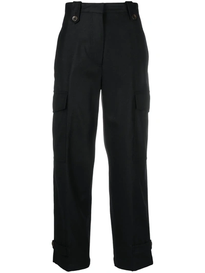 Pt01 High-rise Cropped Cargo Trousers In Black