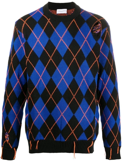 Family First Argyle-pattern Distressed Jumper In Blue