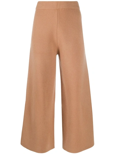 Joseph Cropped Wool Trousers In Brown