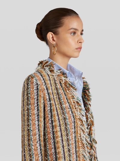 Etro Stripe Fringed Edge Jacket In Multicolor