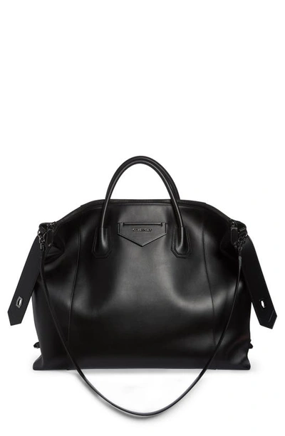 Givenchy Large Antigona Soft Leather Satchel In Black