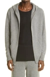 The Elder Statesman Cashmere Zip Hoodie In Light Grey