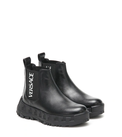 Versace Kids' Logo Platform Chelsea Boot In Black