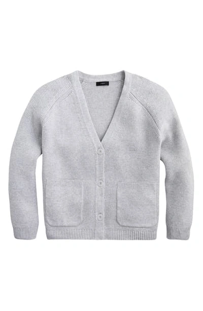 Jcrew V-neck Cardigan Sweater In Hthr Light Grey