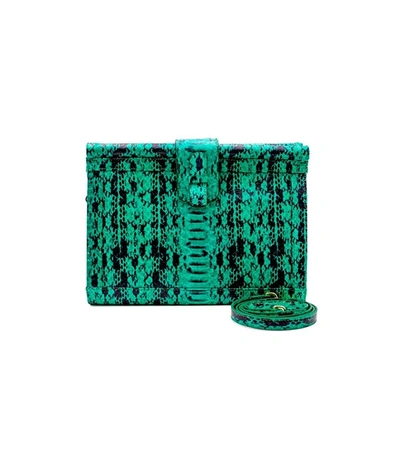 Ximena Kavalekas Megan Snake-effect Leather Clutch In Green