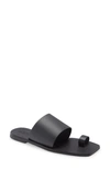 Sol Sana Toe Loop Slide Sandal In Black Leather