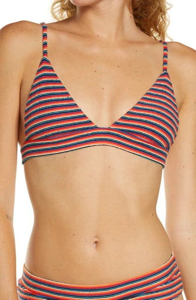 Frankies Bikinis Claire Stripe Triangle Bikini Top In Sunset Stripe