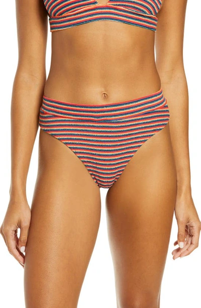 Frankies Bikinis Claire Stripe Bikini Bottoms In Sunset Stripe