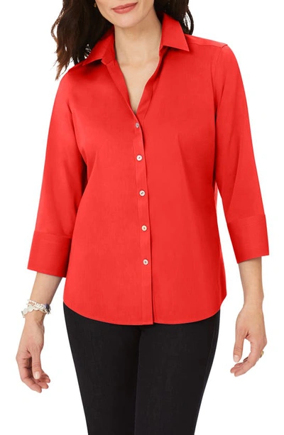 Foxcroft Mary Button-up Blouse In Simply Red