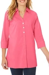 Foxcroft Pamela Stretch Button-up Tunic In Think Pink