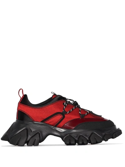 Angel Chen Red And Black Dragon Teeth Low Top Trainers