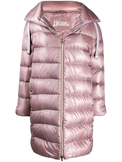 Herno Zip-up Padded Coat In Pink