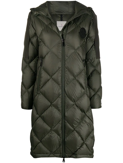 Moncler Quilted Puffer Coat In Green