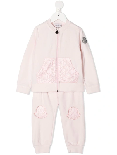Moncler Babies' Quilted Tracksuit Set In Pink