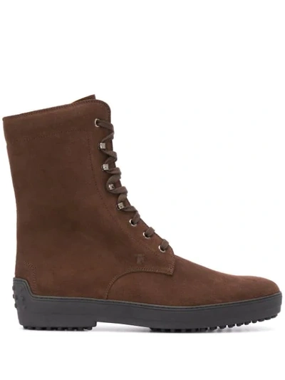 Tod's Lace-up Hiking Boots In Brown